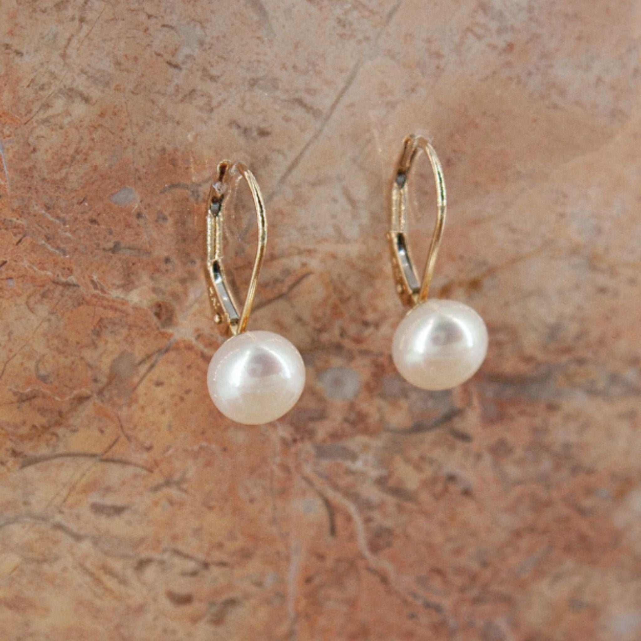 14K Freshwater Cultured Pearl Levers
