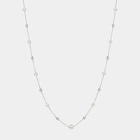 14K, Akoya Pearl & Natural Diamond Station Necklace