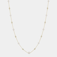 14K, Akoya Pearl & Natural Diamond Station Necklace
