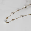 14K, Akoya Pearl & Natural Diamond Station Necklace Lifestyle
