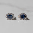 14K white gold natural sapphire and diamond stud lifestyle