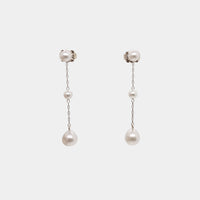 14K White Gold & Akoya Pearl Station Earrings