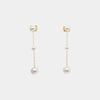 14K Yellow Gold & Akoya Pearl Station Earrings