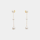 14K Yellow Gold & Akoya Pearl Station Earrings