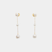 14K Yellow Gold & Akoya Pearl Station Earrings