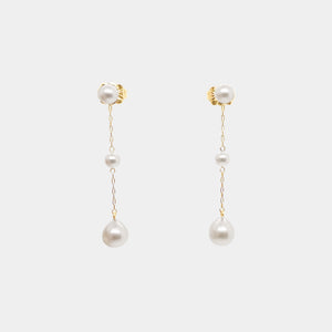 14K Gold Akoya Pearl Station Earrings