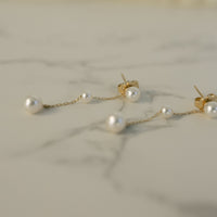 14K Yellow Gold & Akoya Pearl Station Earrings Lifestyle