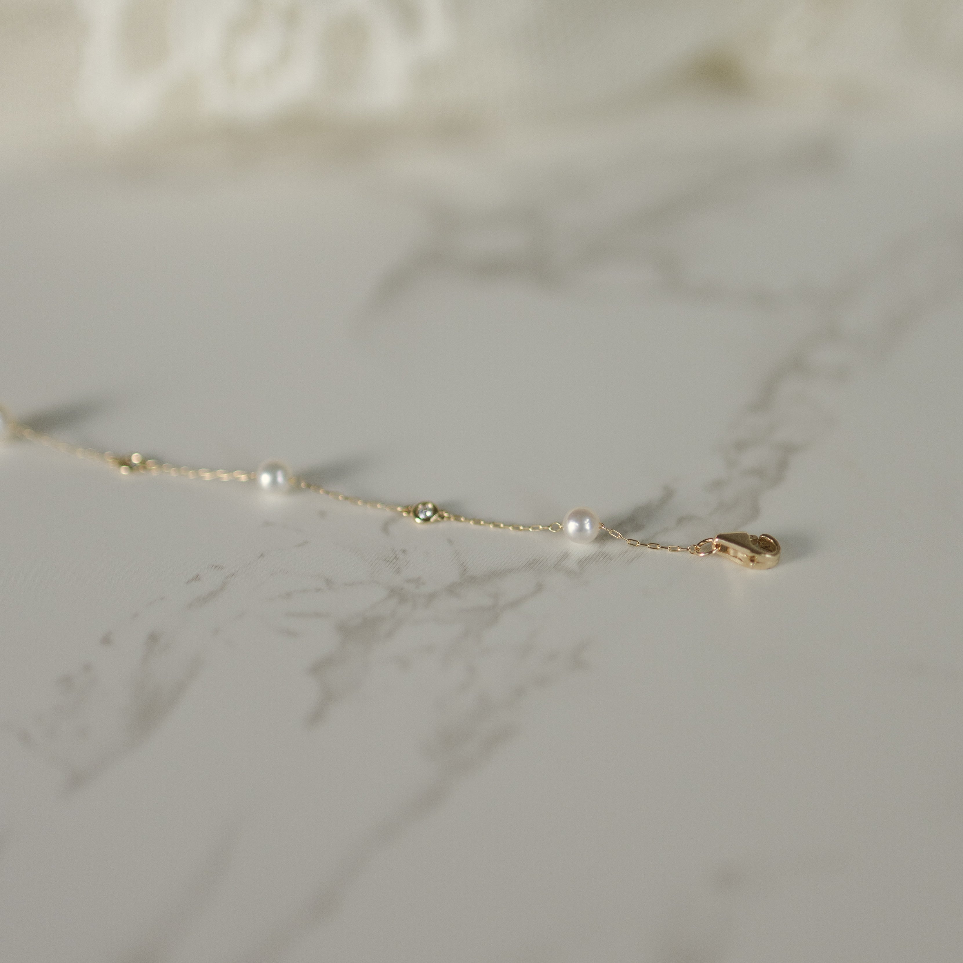 14K, Akoya Pearl & Natural Diamond Station Bracelet Lifestyle