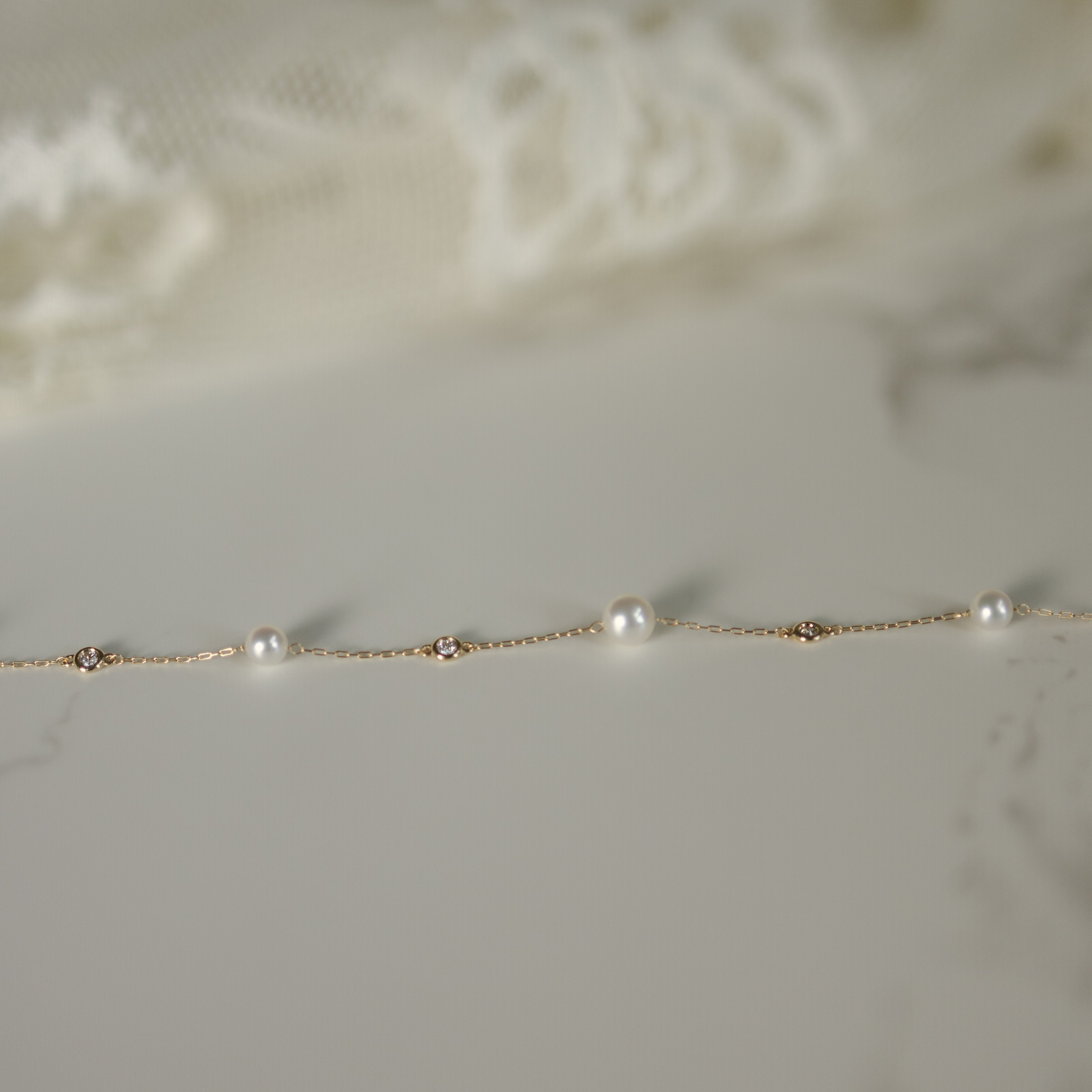 14K, Akoya Pearl & Natural Diamond Station Bracelet Lifestyle
