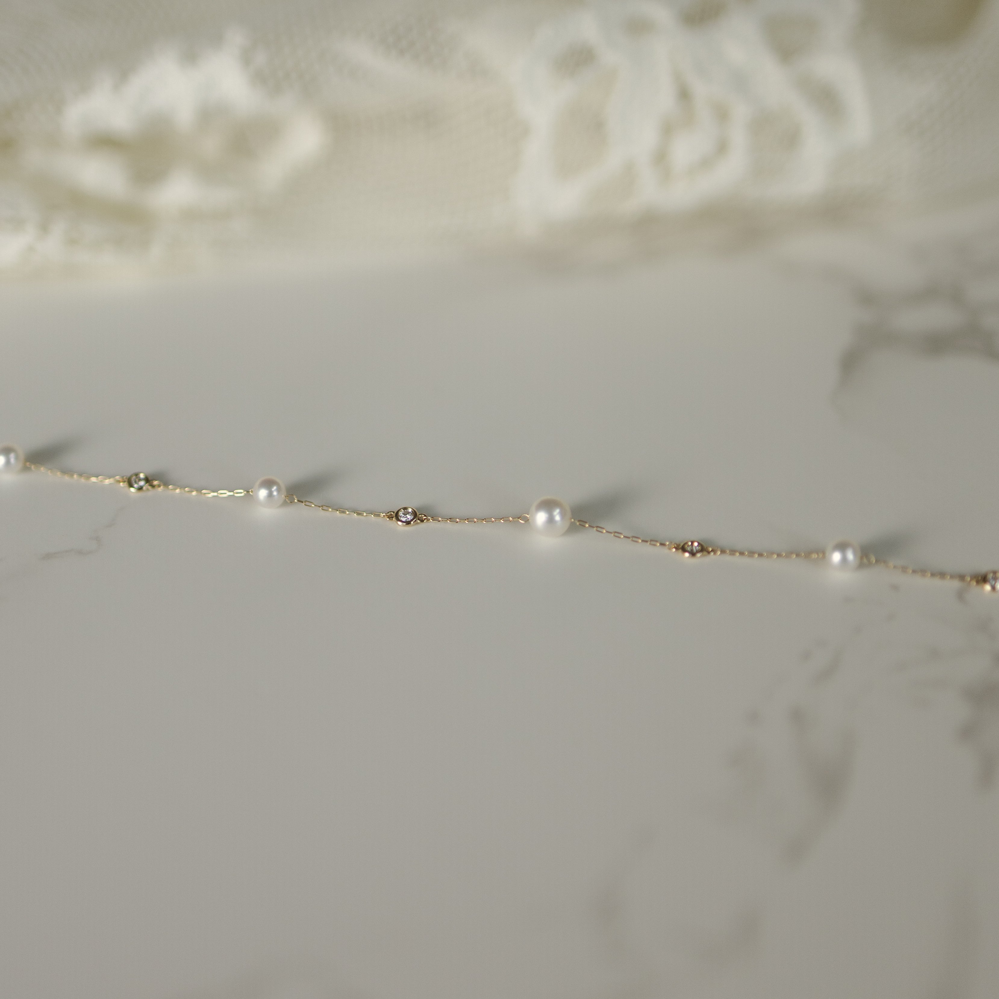 14K, Akoya Pearl & Natural Diamond Station Bracelet Lifestyle