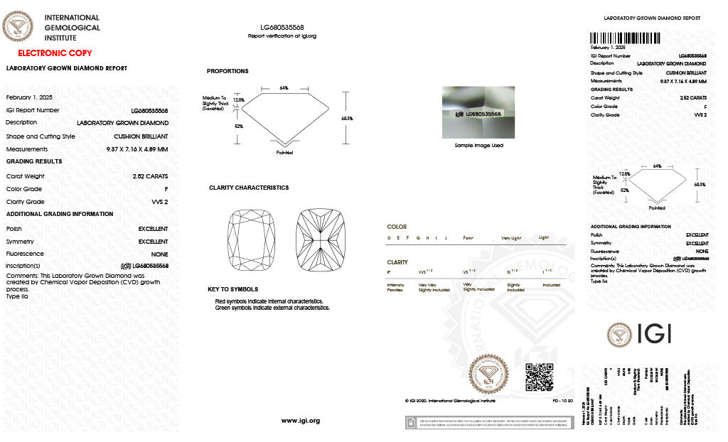Elongated Cushion | 2.52 F VVS2 | LG680535568