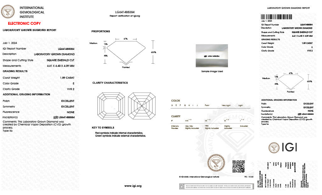 Asscher | 1.59 E VVS2 | LG641488384
