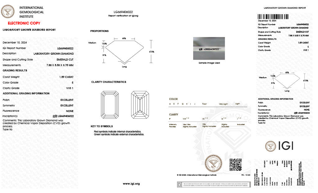 Emerald | 1.59 E VVS1 | LG669406022