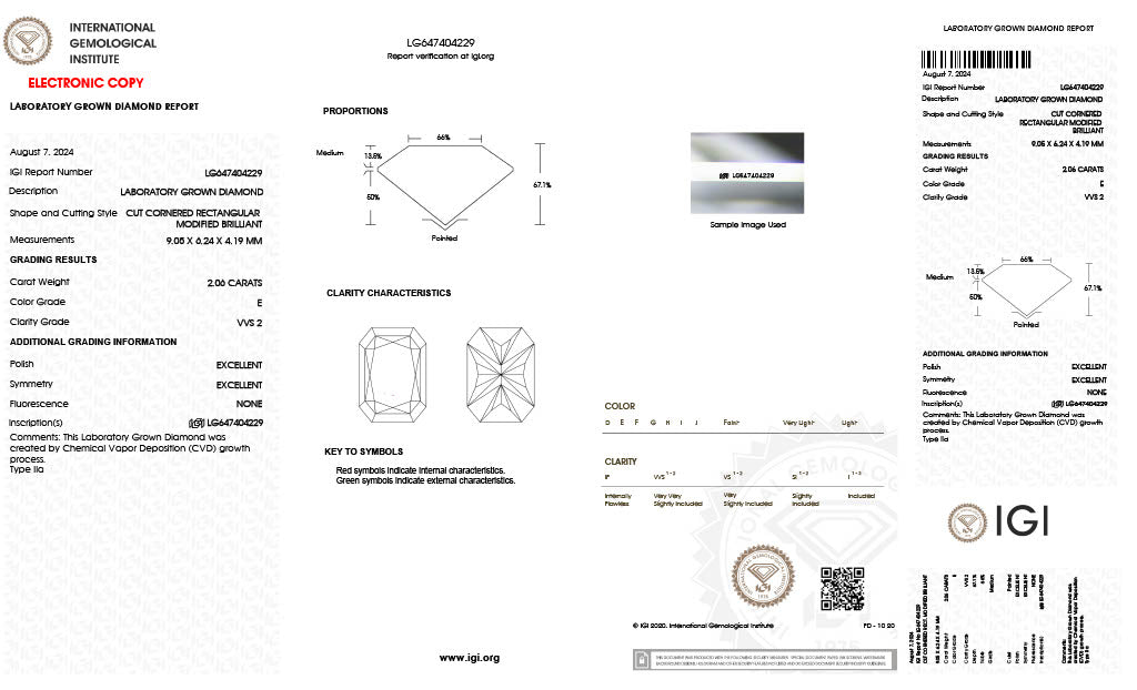 Diamond Radiant - Laboratory Grown - 2.06 - thumbnail