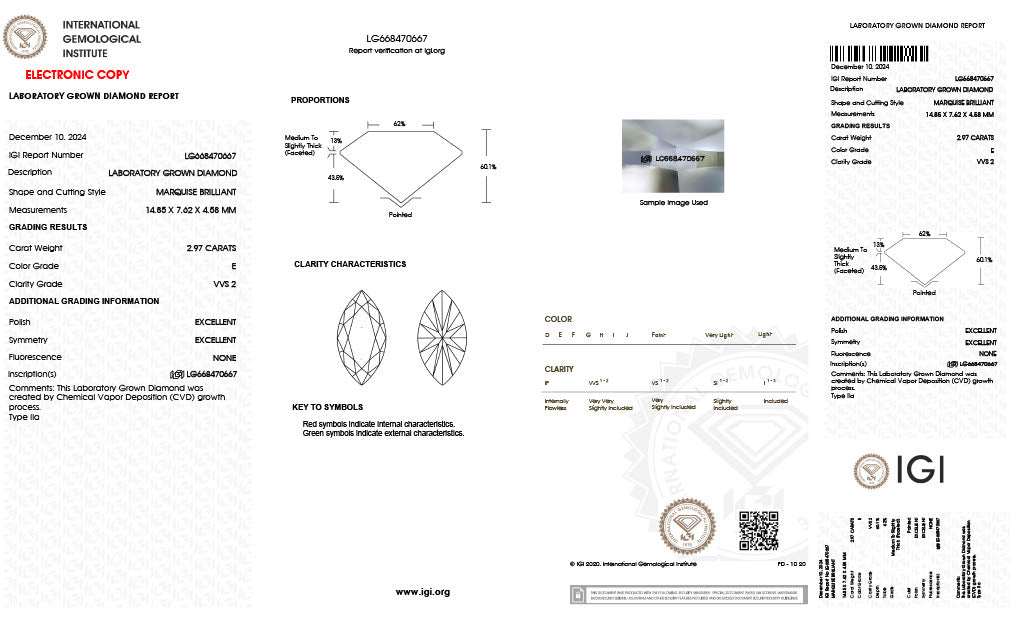 Diamond Marquise - Laboratory Grown - 2.97 - thumbnail