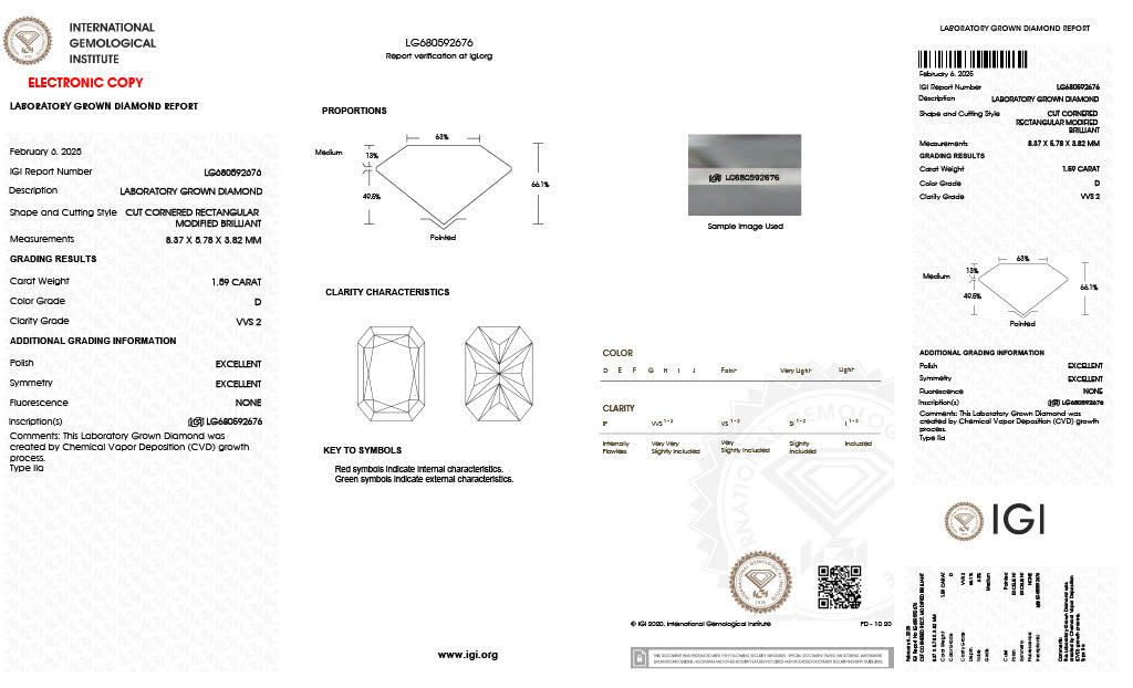 Diamond Radiant - Laboratory Grown - 1.59