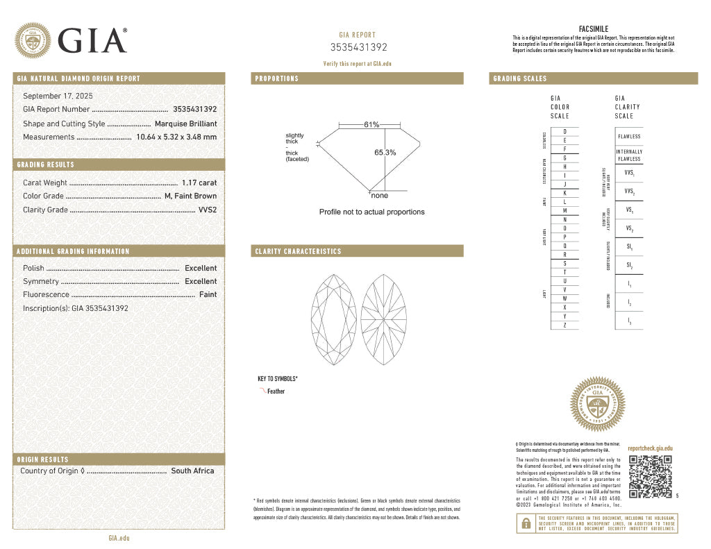 Marquise | 1.17 M (Faint Brown) VVS2 | 3535431392