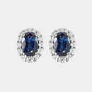 14K Oval Sapphire Halo Studs | Mined