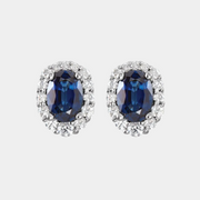 14K Oval Sapphire Halo Studs | Mined