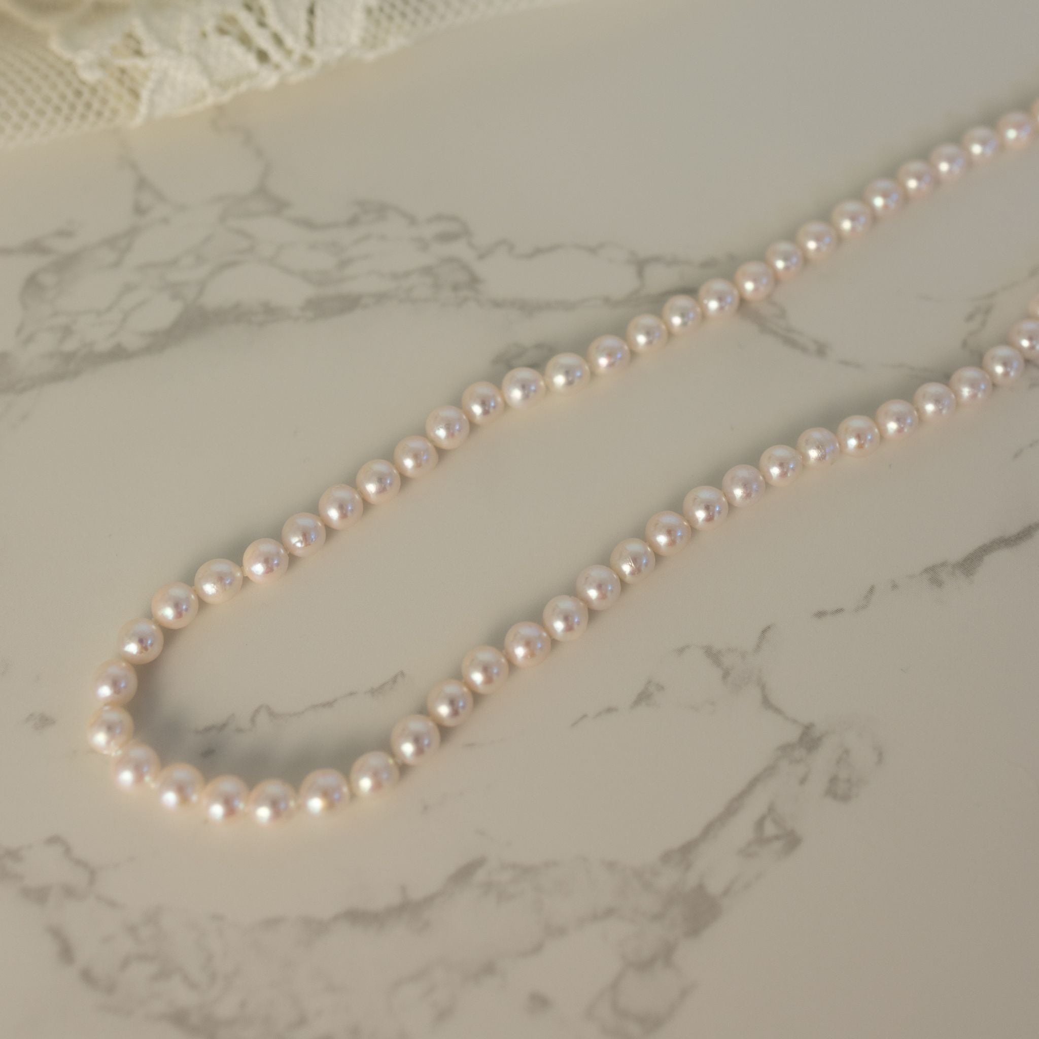 5-5.5mm Pink Akoya Pearl Strand with 14K Clasp Lifestyle