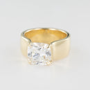 An engagement ring setting with an 8mm cigar band and a lowset cathedral setting