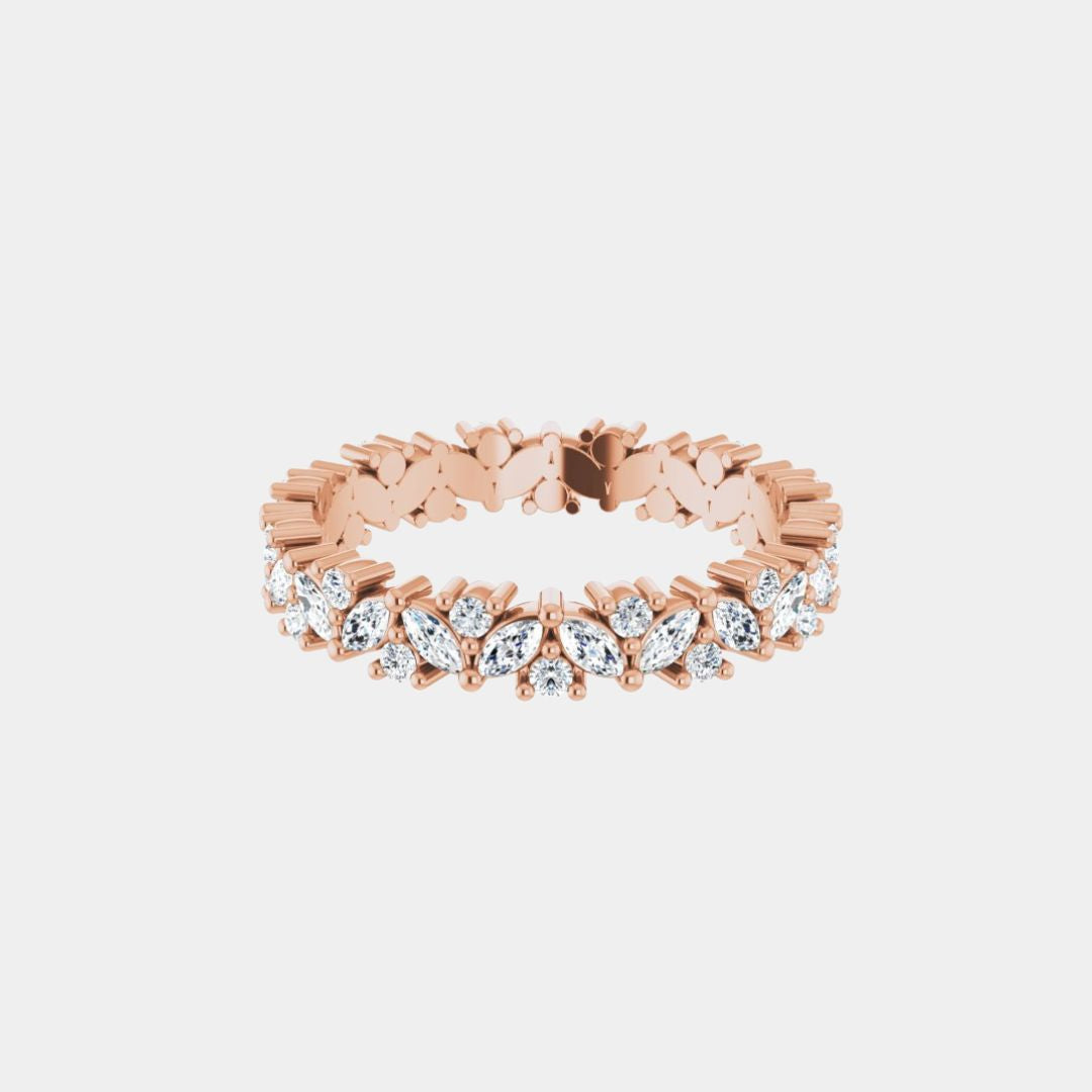 hitched women's rose gold cluster diamond band in full eternity