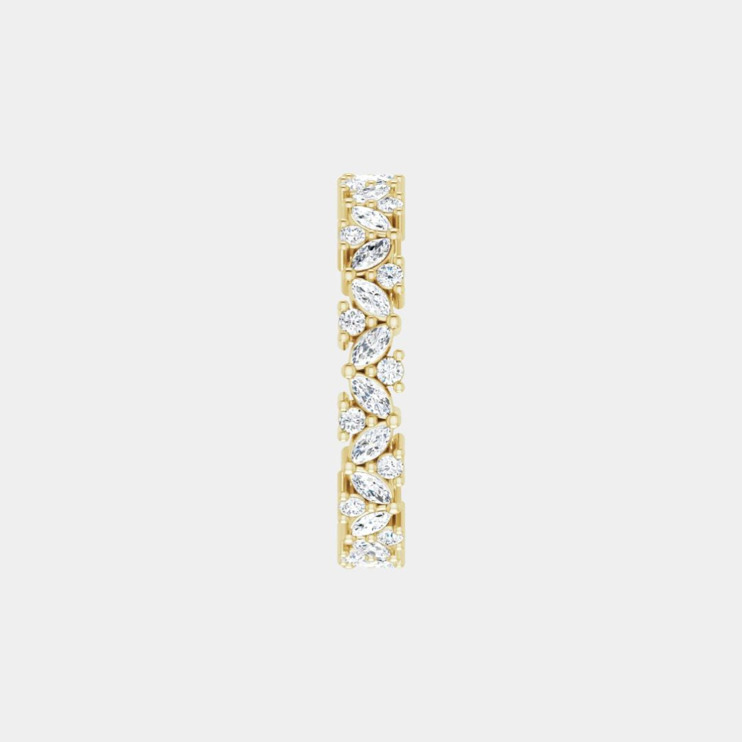 hitched women's yellow gold cluster diamond band in full eternity