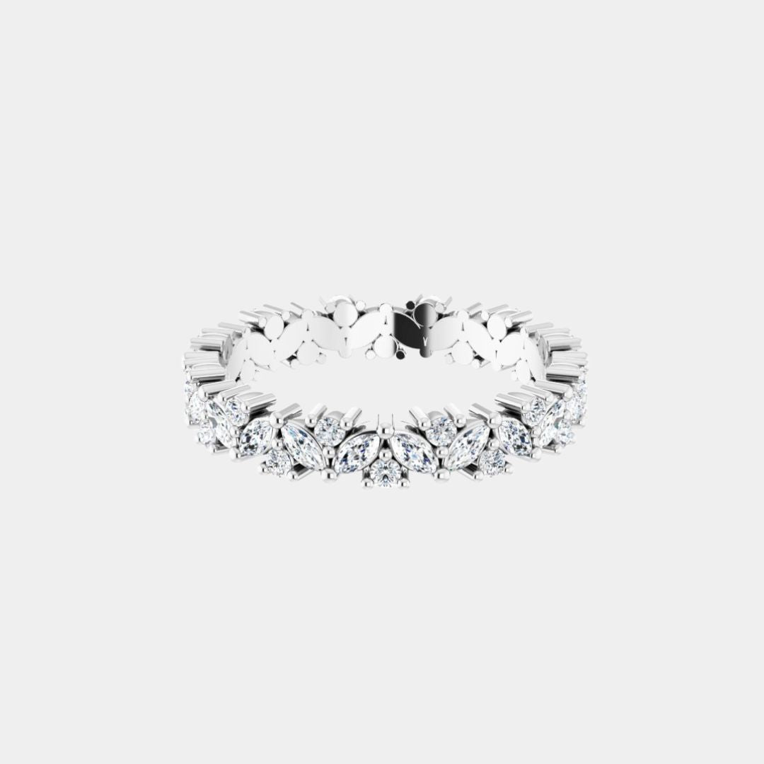 hitched women's white gold cluster diamond band in full eternity