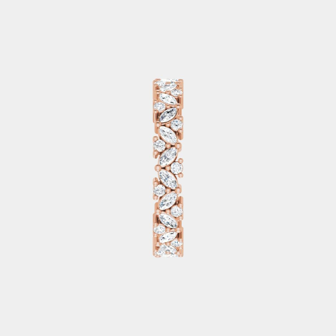 hitched women's rose gold cluster diamond band in full eternity