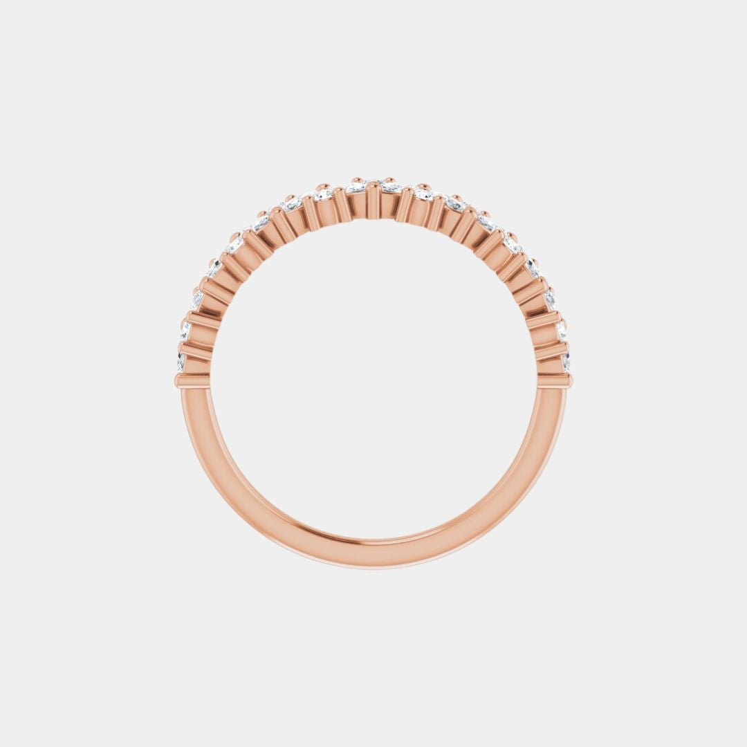 hitched women's rose gold cluster diamond band in half eternity