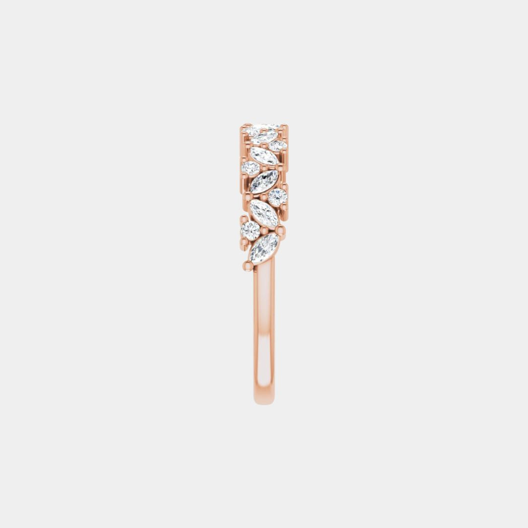 hitched women's rose gold cluster diamond band in full eternity