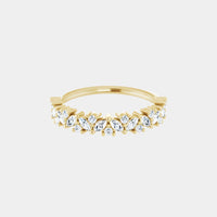 hitched women's yellow gold cluster diamond band in half eternity