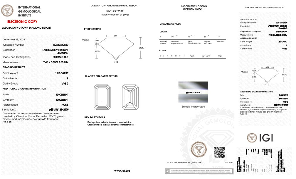 LG612342529 diamond grading report