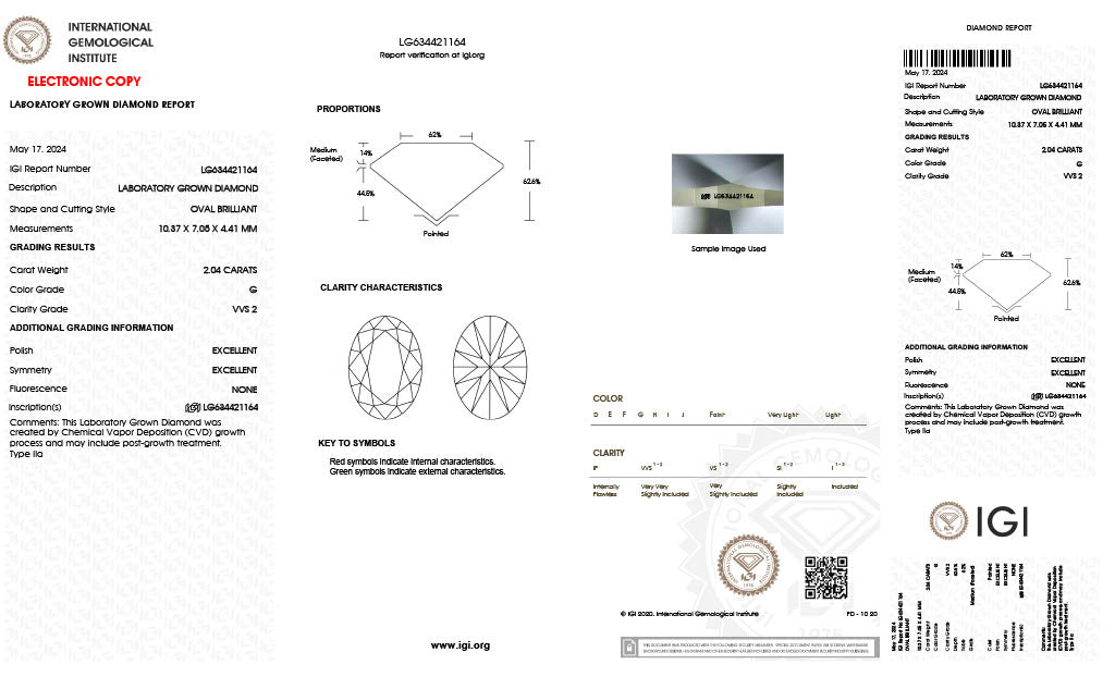 LG634421164 diamond grading report