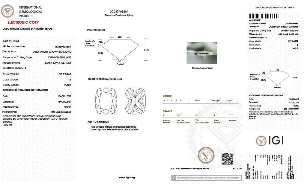Diamond Elongated Cushion - Laboratory Grown - 1.97 - thumbnail