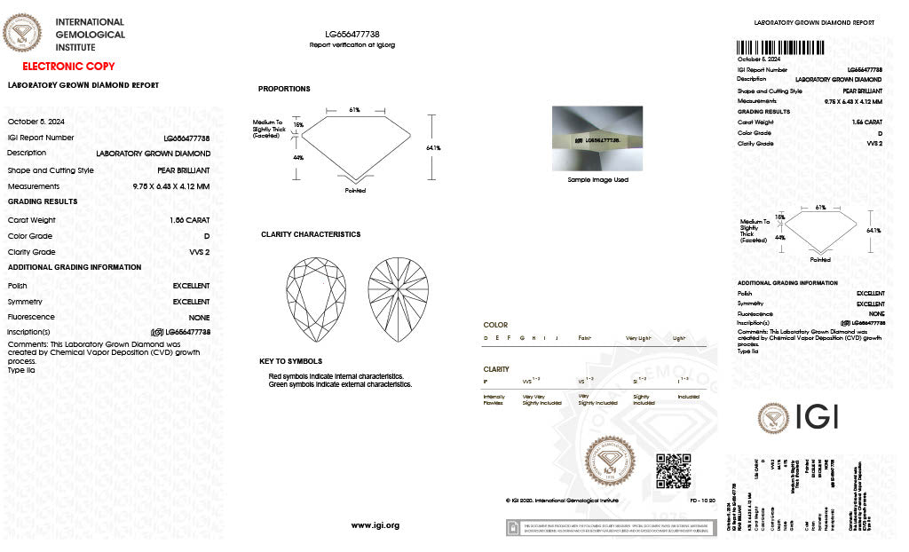 Diamond Pear - Laboratory Grown - 1.56 | Hitched Fine Jewelry