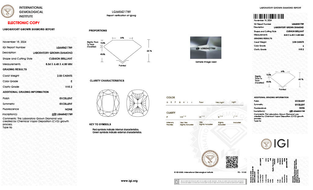 Diamond Elongated Cushion - Laboratory Grown - 2.03 - thumbnail
