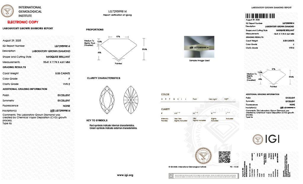 Marquise | 3.03 F VVS2 | LG729599814