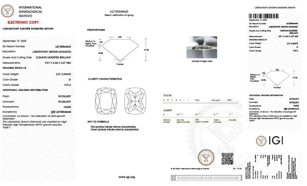 Diamond Elongated Cushion - Laboratory Grown - 2.01 - thumbnail
