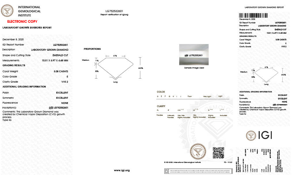 Diamond Emerald - Laboratory Grown - 3.08 - thumbnail
