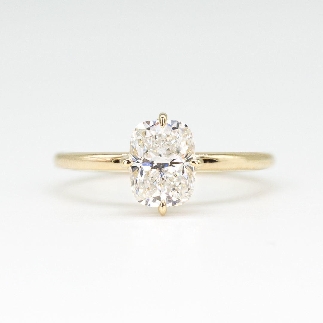 The Signature Solitaire | 1.15CT Elongated Cushion Lab Diamond | 14K YG
