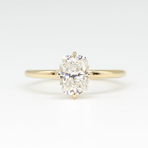 The Signature Solitaire | 1.15CT Elongated Cushion Lab Diamond | 14K YG