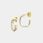 14K Geometric Two-Tone Hoops