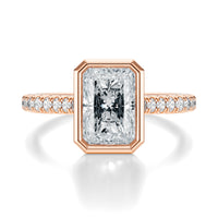 Signature Bezel Emerald Engagement Ring - Rose Gold Pavé Band - Front View