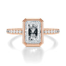 Signature Bezel Radiant Engagement Ring - Rose Gold Pavé Band - Front View
