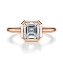 Signature Bezel Asscher Engagement Ring - Rose Gold Polished Band - Front View