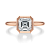 Signature Bezel Asscher Engagement Ring - Rose Gold Polished Band - Front View
