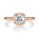Signature Bezel Cushion Engagement Ring - Rose Gold Polished Band - Front View