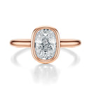 Signature Bezel Elongated Cushion Engagement Ring - Rose Gold Polished Band - Front View