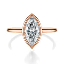 Signature Bezel Marquise Engagement Ring - Rose Gold Polished Band - Front View